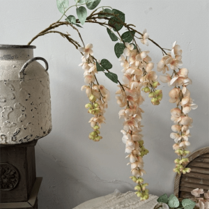 SIERWU 6 Forks Artificial Wisteria Flowers Bushy Vine Purple Artificial Faux Plants Vine Rattan Fake Flower String Wedding Decoration