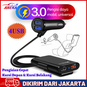 【COD+Ready Stock】Asli Pengisi Daya Mobil USB Universal 4 Port Charger Ponsel USB QC3.0 + 2.4 A + 3.1 A Pengisian Cepat QC3.0 5.6ft Kabel Ekstensi Untuk iPhone 12 Xiaomi Ponsel Mengemudi Perekam Pengisian Cepat