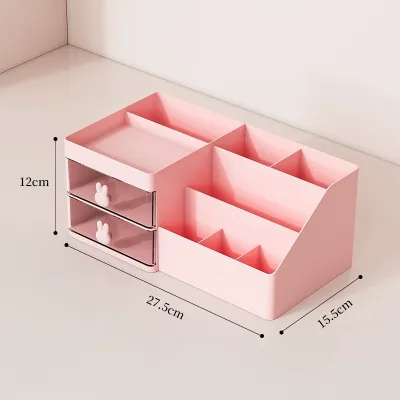 Kệ đựng mỹ phẩm nhựa 4 tầng để bàn tặng kèm sticker khay đựng đồ trang điểm nhiều ngăn decor bàn học đựng bút