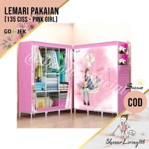 LEMARI PLASTIK/PAKAIAN/BAJU/PORTABLE/LEMARI ANAK/LEMARI ( 135 CISS-BUKA SAMPING) PI NK GIRL SHENAR