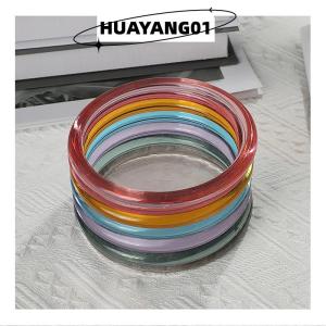 HUAYANG01 [HOT FASHION] กระเป๋าถือพลาสติกทรงกลมมีหูหิ้วสำหรับซื้อของขนาด8.9ซม. อุปกรณ์เสริมกระเป๋าถือแบบทำมือ