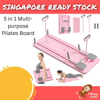 Pilates Board Reformer Board Set Yoga Barre Multi-Purpose Foldable Reformer Exercise Home 5 in 1 Pilates Sliding Board