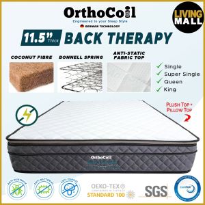 Living Mall ORTHOCOIL Back Therapy 11.5" Mattress Anti-Static Fabric Top Bonnell Spring - All Sizes