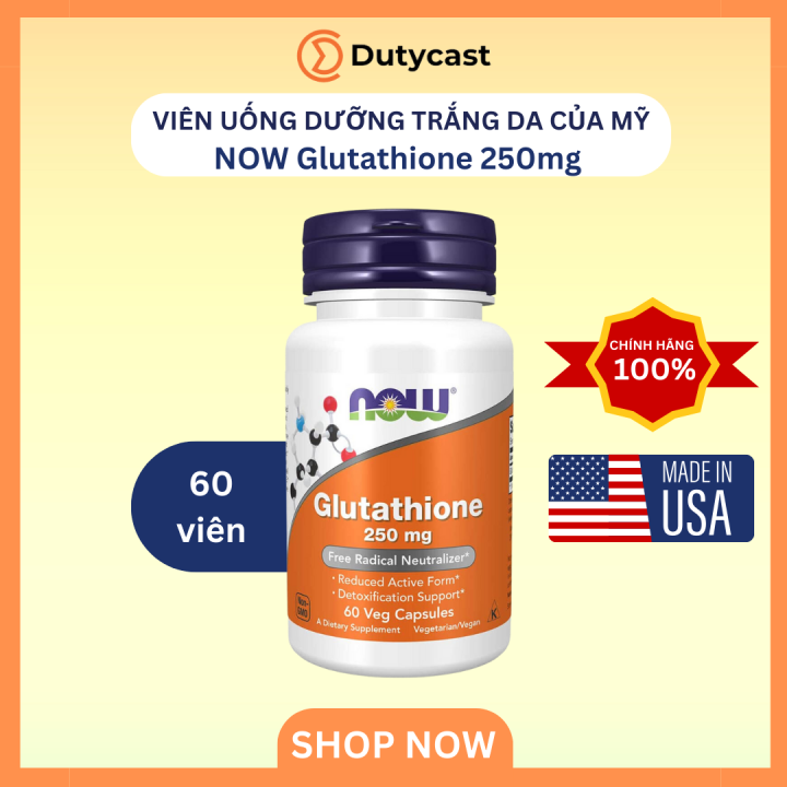 viên uống trắng da now glutathione 500mg của mỹ Viên Uống Trắng Da Làm Đẹp Da NOW Glutathione 500mg 60 Viên Viên Uống Hỗ  Trợ Trắng Da Từ Bên Trong Viên Uống Làm Mờ Vết Thâm Nám Sạm Da main image 0