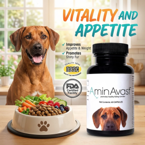AminAvast Kidney Support Supplement for dogs Promotes Natural Kidney Function 60 Capsules