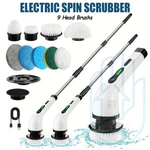 [SG] 9 in 1 Electric Spin Scrubber / Portable Cleaning Brush Set Kit/ Bathroom Cleaning
