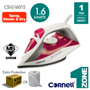 Cornell 1600w Steam Iron with Non-Stick Soleplate & Safety Cut-Off - Model: CSI-S1601S