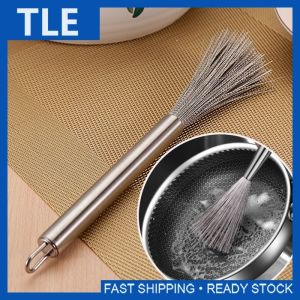 TLE Long Handle Stainless Steel Pot Wok Brush Scrubber Steel Pan Long Handle Sturdy Brush Pemegang panjang keluli tahan karat periuk kuali berus Scrubber keluli tahan lama mengendalikan berus yang kukuh 不锈钢锅刷