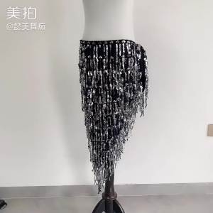 Belly Outfit for Girl Bellydance Skirt Triangle Sequins Dance Long Tassel Hip Scarf Festival Outfits Women Dance Dancing Belt