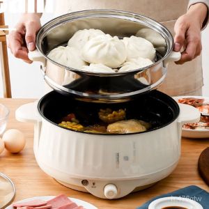SHURE Electric Cooker 3.2L Small Rice Cooker 2-4People Multicooker Household Non-stick Hot Pot Electric Steamer Cooking Electric Caldron Heater for Cooking Noodles(Double Layer)