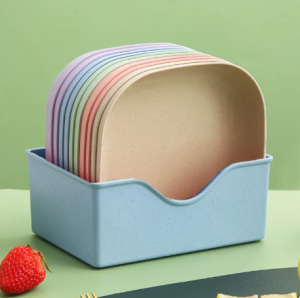 AAA - New Mini Plastic Fruit Plate Desktop Square Trash Tray Wheat Fiber Dessert Plate Trash Dish Snack Dish garbage tray is not easy to break tableware