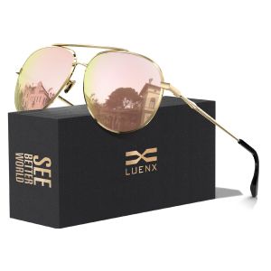 LUENX Kacamata Hitam Aviator untuk Wanita & Pria dengan Lensa Polarized & Perlindungan UV 400 60MM - 1503-4