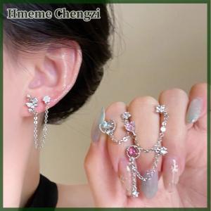 Hmeme 1PC 1Set Cute Puppy Paw Zircon Butterfly Ear Bone Nail Studs New Fashion Luxury-Style Ear Jewelry For Women Y2K Earrings Gift