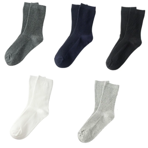 5 Pairs Ribbed Knitted Athletic Sports Socks Odor Control Elastic Support Middle Calf Socks Hosiery For Men And Women