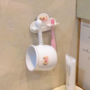 【BHQ FU】ที่ใส่แปรงสีฟัน ถ้วย ติดผนัง ลายการ์ตูนน่ารัก วัสดุหนาแข็งแรง ระบายน้ำได้ดี สำหรับเด็ก ห้องน้ำ