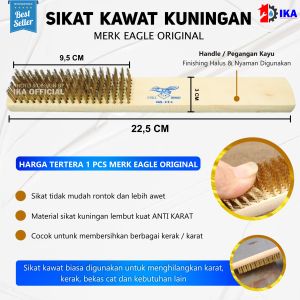 Sikat Kawat Kuningan 8 Baris Eagle | Sikat Besi Halus | Sikat Kawat Kuningan 8 Baris Gagang Kayu