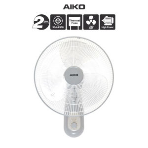AIKO SM-1635 สีเทา พัดลมติดผนัง 16 นิ้ว ใบพัดใส เชือก 2 เส้น มีเทอร์โมฟิล มอเตอร์ทองแดงแท้
