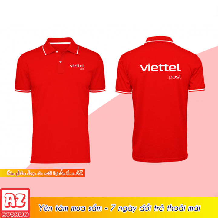 Áo thun polo đồng phục viettel post màu đỏ tươi - Vải thun lạnh thoáng ...