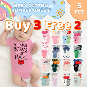 Buy3 Free2! BabyZoom Baby Onesie 5pcs Baby Cotton Bodysuit Onesie Infant Romper Newborn Short Clothes Babies Jumpsuit Cloth Random color random designs Comfortable and Soft 5pcs 0-24Months Cod Free Shipping