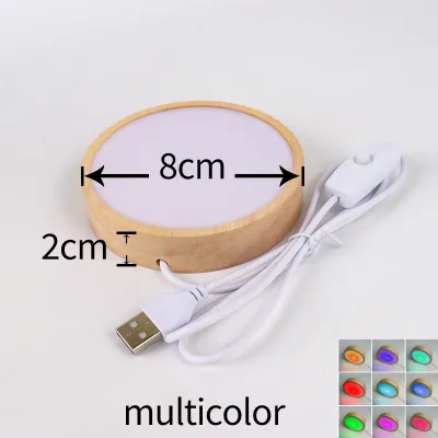 8cm Wood Light Base With USB Switch Wooden LED Night Light Rotating Display Stand Lamp Holder Lamp Base Art Ornament