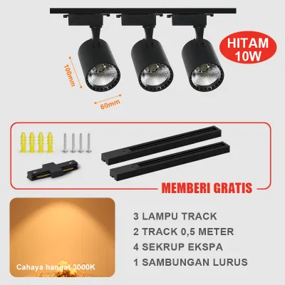 3 lampu reel track led sorot jalur spotlight Cocok untuk toko pakaian Toko kosmetik 10w20w30w4000K