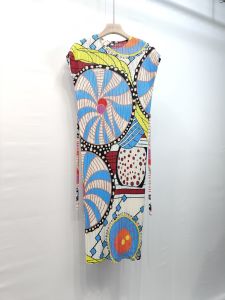 2351 One Size (45-75kg) Pleated Spring And Summer Print Lace-Up Loose Plus Size Vacation Dress