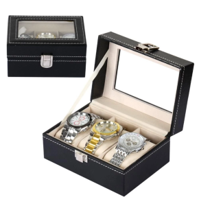 MS/Watch Box Jewelry Storage Box Black Watch Display Box 2 3 Grid PU Leather Watch Storage Box
