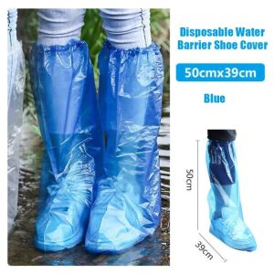 1Pair Disposable Shoe Covers Blue Rain Shoes Boots Plastic Protective Cover Clear Waterproof Anti-Slip Overshoe