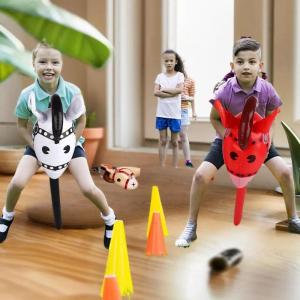QUANSEN 1Pcs Inflatable Horse Head Balloon Blow Up Pony Stick Toy Halloween Party Supplies Inflatable Stick Childrens Toys