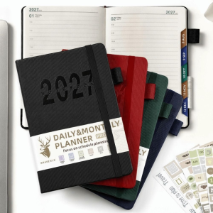 ERMENLED Multi-Color Daily Planner Notebook Thick Paper A5 Size Time Management Journal Portable To Do List Office Schedule Notebook For Office Use