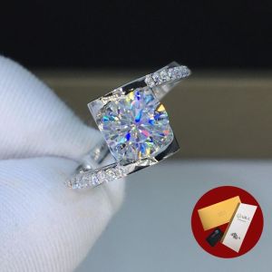 Diamcity (Free Gra Certificate) Cincin Terbuka Moissanite 2 Karat untuk Wanita