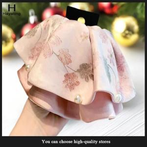 Hayating New Chinese Style Elegant Printed Satin Pearl Ponytail Hair Clip Hair Accessories For Women Headwear