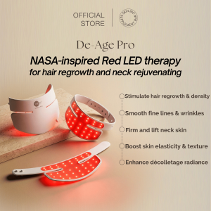 Skin Inc De-Age Pro LED Therapy Device | NASA Red Light Tech for Hair Regrowth Neck Firming & Décolletage | Reduces Fine Lines Wrinkles & Sagging Skin | At-Home Dual Action Skincare & Haircare Tool