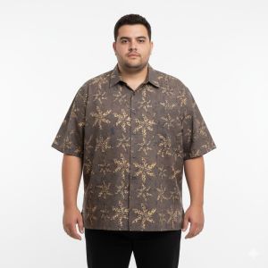 Exclusive Batik Short Sleeve Shirt (XXL Size)- 100% Genuine Handmade Batik - Hand-Stamped
