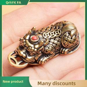 🔔🔔🔔QA Brass Animal Pixiu Charms Pendant Statue Ornament Chinese Miniature Figurines Home Office Tabletop Decoration Accessories
