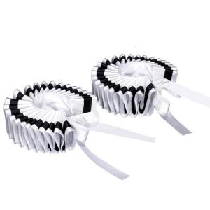 Renaissance Victorian Black Edging Ruffle False Collar and Wrist Cuffs Set Colonial Clown Choker Neck Collar Cuffs