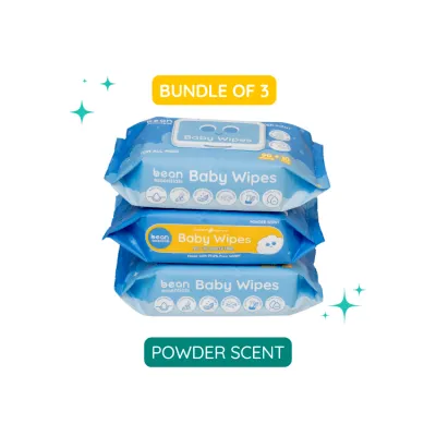 [Bundle of 3] bean Baby Wipes Powder Scent 3 x 100 sheets