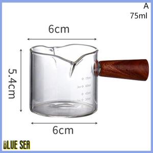 bluesea 70 75ml Espresso Double Spout Measuring Cup Heat-Resistant Handle Clear Scale Wine Milk Coffee Measure Jug