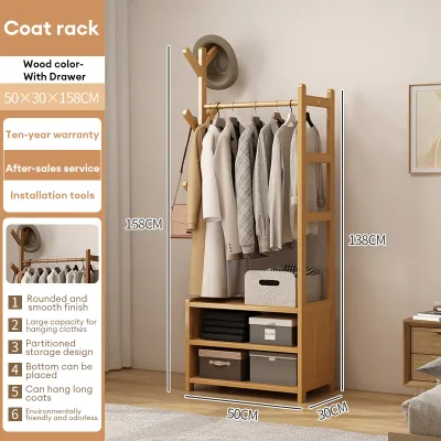 Bamboo Coat Rack Multi-functional Multi-layered Storage Sturdy And Durable Save Space Lalagyan Ng Amerikana