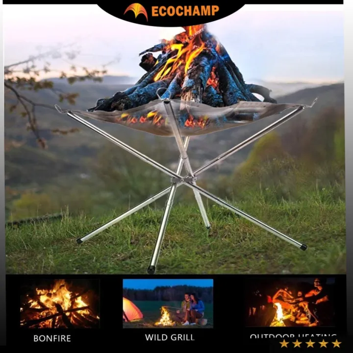 Bonfire Container EcoChamp Portable Fire Pit Camp Fire pit Stainless Steel Mesh Foldable ...
