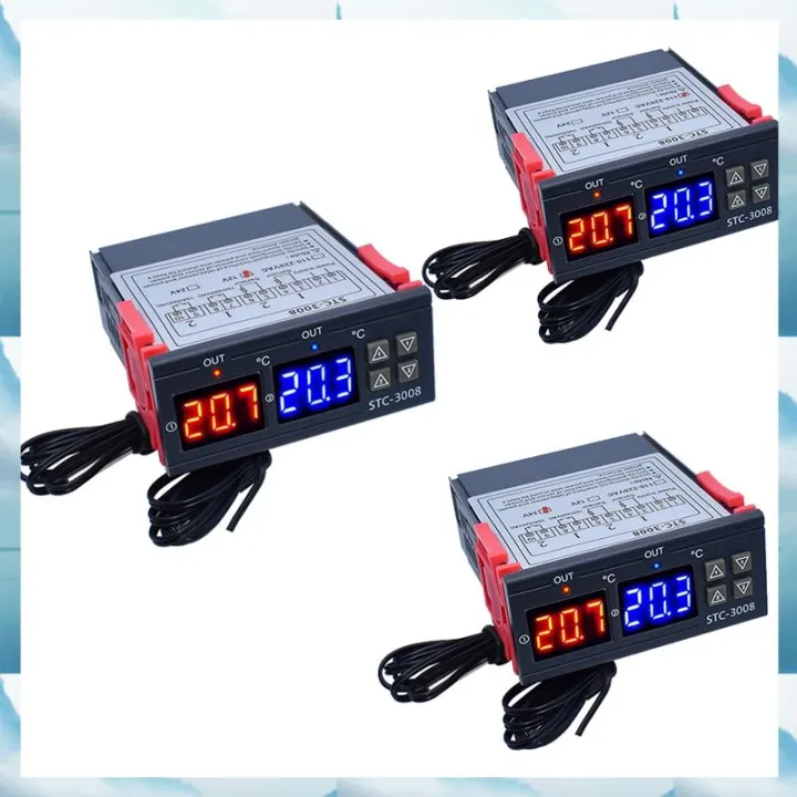 Dual Digital -3008 Temperature Controller Two Relay Output Thermostat ...