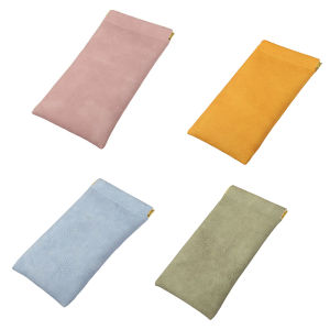 GG กระเป๋าใส่แว่นอ่านหนังสือหนัง PU แบบนิ่ม กระเป๋าใส่แว่นตาสีทึบกันน้ำได้กระเป๋าเก็บหูฟัง