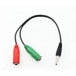 Kabel Splitter Jack Mini Aux Male 3.5mm to 2 Soket Mini Female Mic 35mm 35 3.5 mm plus Speaker Audio
