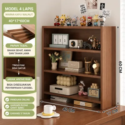 Rak Meja Minimalis Rak Organizer Serbaguna Desktop Shelf Rak Buku untuk Meja Belajar Kantor Rumah Kamar Kos