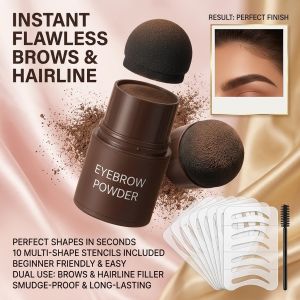 Professional Eyebrow Powder Kit Easy Stamping Brow Stencil Set Brown Black Colors Waterproof Long Lasting Makeup Tools