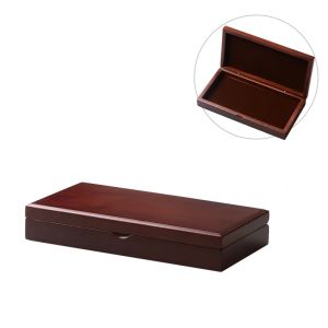 Wooden Treasure with Brass Latch Wood Pen Tray Desktop Office Storage Coin Keys Holder 25x13cm (Dark Red Finish)2026