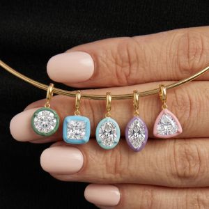 European and American light luxury square colored diamond zircon pendant stainless steel DIY necklace bracelet popular series birthstone color retention h2609