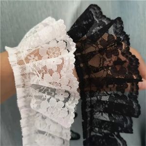 INTOONE White Color Ruffle Lace Trim 6cm Width Black Color Embroidery Lace Trim Stylish Ruffle Style DIY Sewing Applique For Dress Decor