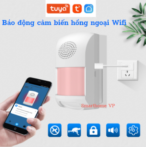 Cảm biến báo động hồng ngoại wifi tuya có còi chống trộm chống báo động vật nuôi 25kg điều khiển qua app tuya