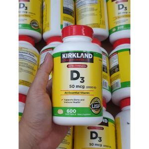 Vitamin D3 2000 IU Kirkland 600 viên từ mỹ ( Hàng nội địa Mỹ đủ bill) hấp thụ canxi giúp xương chắc khỏe - Bổ sung Vitamin D3 thiết yếu tăng cường sức đề kháng và hệ miễn dịch  Cải thiện chức năng tiêu hoá duy trì hệ tiêu hoá khoẻ mạnh